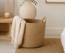 Cesta de mimbre al estilo nórdico